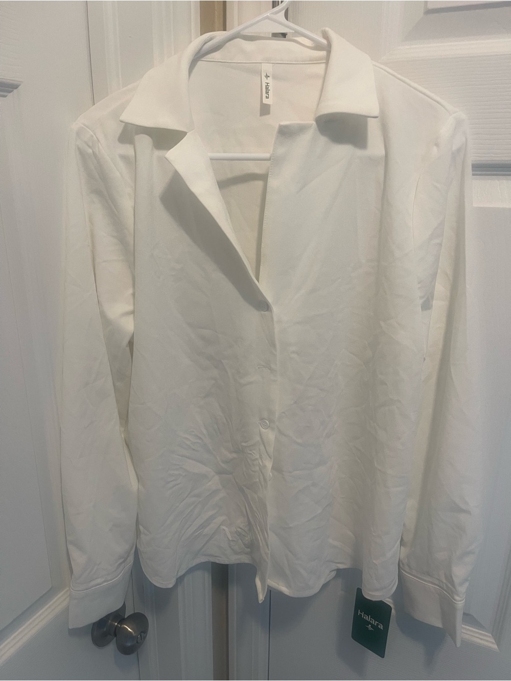HALARA White long sleeve collared blouse